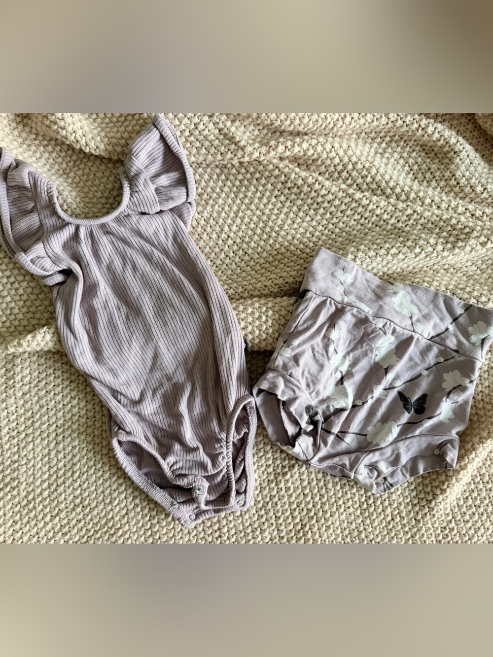 🤍Kyte Baby Bamboo Flutter Bodysuit & Bloomers Set | 6–12M Top | 12–18M Bottom